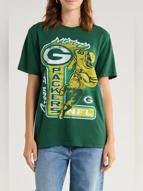 Junk Food Clothing Green Bay Packers Green and Yellow Short Sleeve Tee